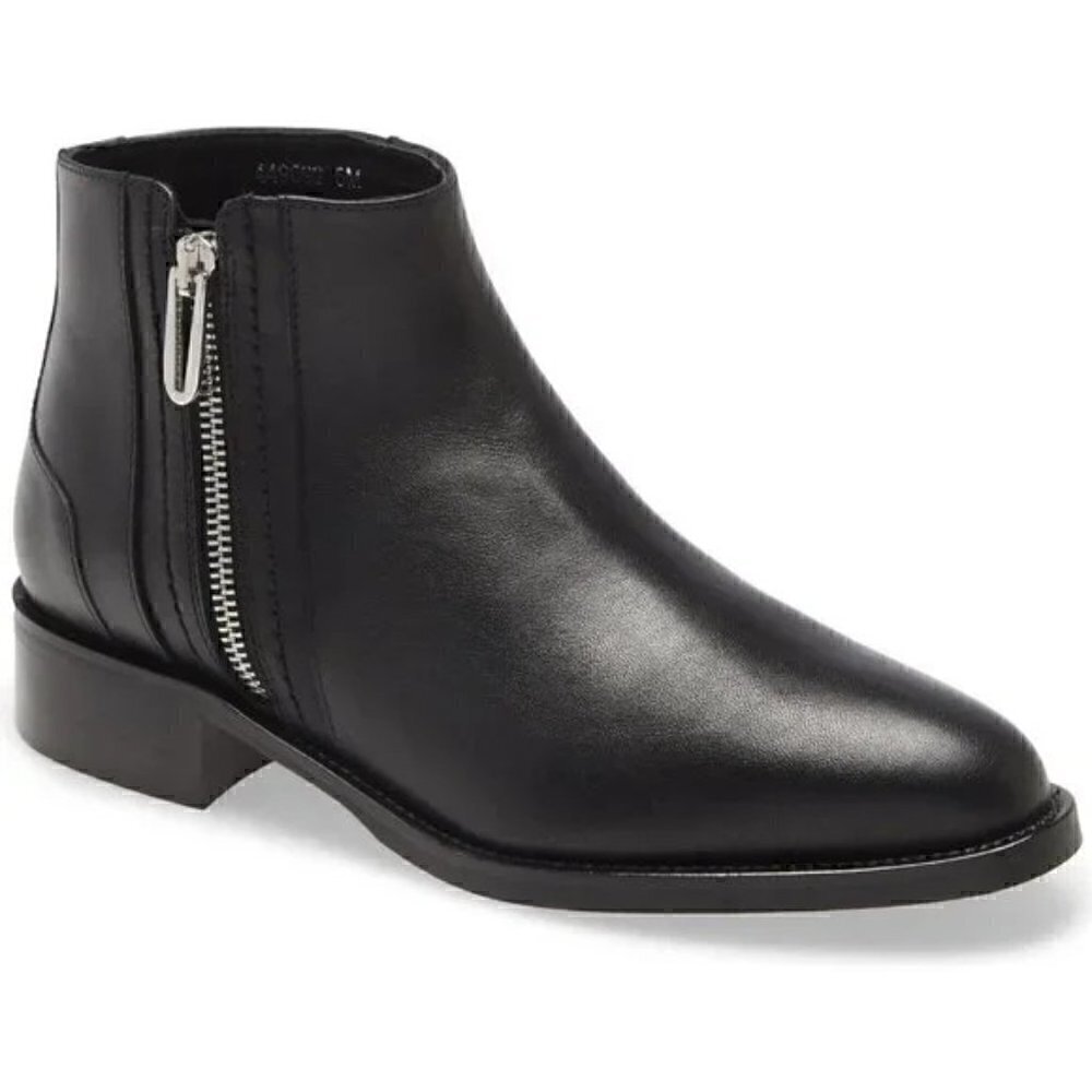 Aquatalia Nadie Black Leather Waterproof Ankle Boot Size 7